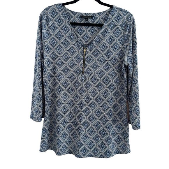 41 Hawthorn V-Neck 1/4 Zip Tunic Top 3/4 Sleeve Women’s L - Picture 1 of 7